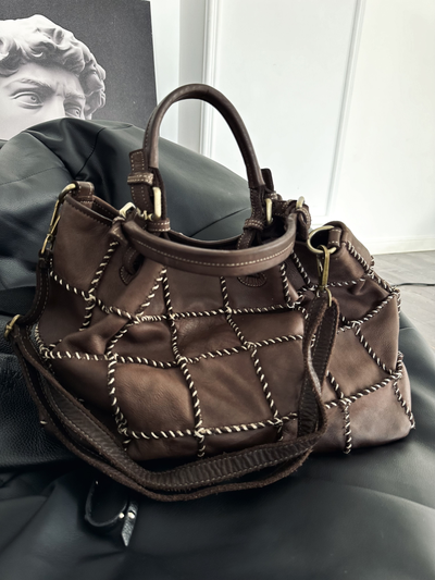 Женская сумка из натуральной винтажной кожи Vera Pelle цвет коричневый 025890