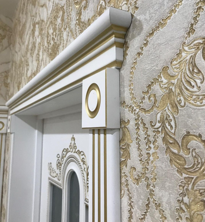 VFD. ALEXANDRIA/ POLAR PG 3D. АЛЕКСАНДРИЯ 3D/ БЕЛАЯ ЭМАЛЬ-ПАТИНА ЗОЛОТО. ПОЛОТНО ГЛУХОЕ