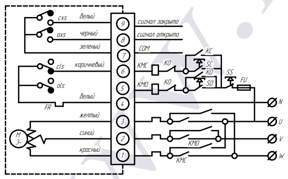 Схема подключения электропривода AC380V