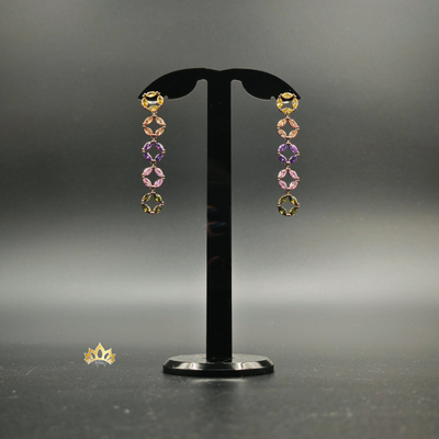 Серьги-дорожки с разноцветными кристаллами 5,5 см