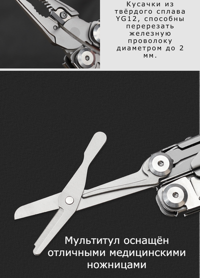 Мультитул GHK6 Hongfeng Wolf из нержавеющей стали: включает нож , плоскогубцы, пилу, ножницы, открывашку, отвертку, линейку