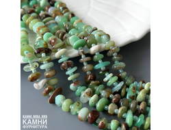 Хризопраз чипсы 9-15х3-5 мм, цена за нить 19 см