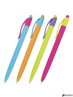 Ручка шариковая масляная автоматическая BRAUBERG «FRUITY RX», СИНЯЯ, soft-touch, узел 0,7 мм, линия письма 0,35 мм. 142656