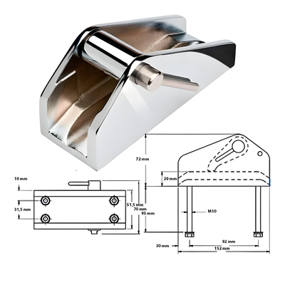 Стопор цепи Vetus Maxwell P104372 152x70x72мм AISI 316 для цепи 8мм палубы 95мм