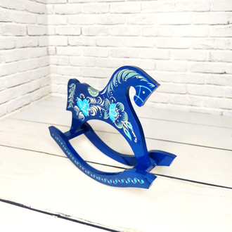 Лошадка качалка сувенирная 210*160 мм Год Лошади синяя