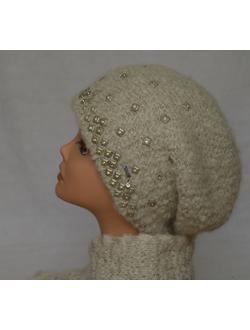 Вязаный берет для женщин зима 2021 Италия Vizio 6764 белый фото