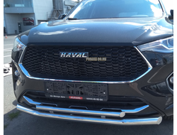 Защита переднего бампера двойная d60/42 для Haval F7 (2019-2022)