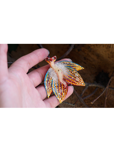 "Бабочка Вогненной Лисички", кулон из глины и шёлка
