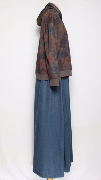 Джемпер ХЛОПОК "Капюшон Размытые цветы" красный, зеленый, синий, вишня до р.50