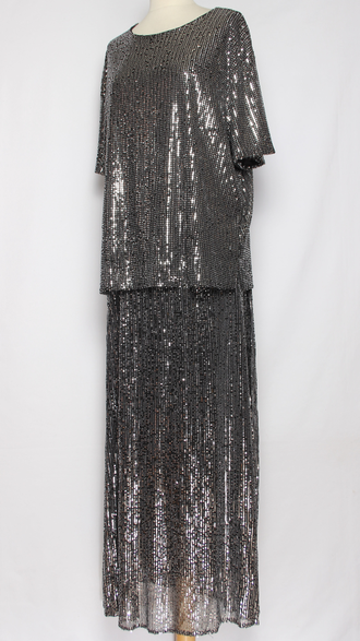 Юбка  трикотажная "Пайетки" черная\серебро р.54,56,58,60, черная\черная р.58