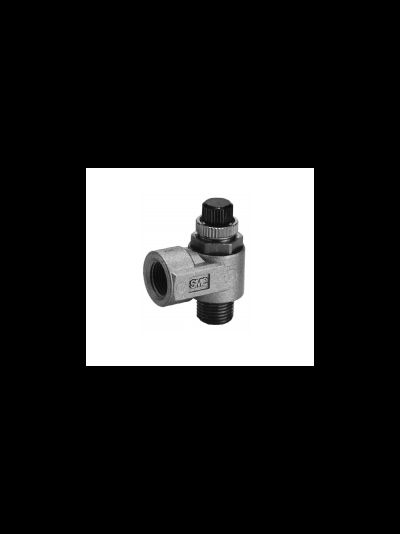 Пневмодроссель с обратным клапаном и резьбовым соединением. Угловой тип AS1200/EAS2200-4200