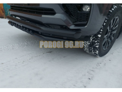 Защита переднего бампера тройная с защитой акула с покрытием "Раптор" Папа Тюнинг d76/60/42 для Toyota Land Cruiser Prado 150 2017-