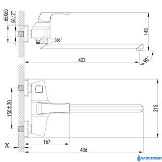 Смеситель для ванны Unit LM4517C