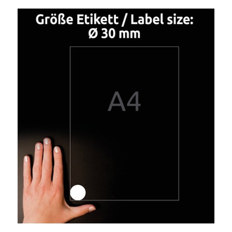 Этикетки А4 всепогодные Avery Zweckform, белый полиэстер, Ø30мм, 48шт/л, L4716-20