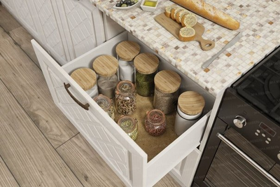 Кухня "Агава" 1,4х2,8м угловая МДФ ( лиственница светлая)