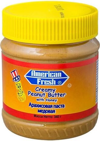 Арахисовая паста American Fresh Медовая 340 гр (12 шт)