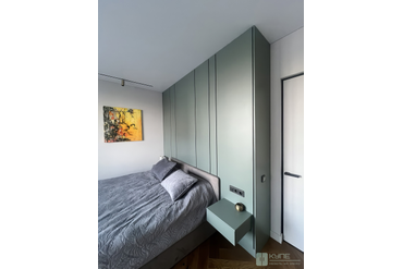 029 Тумба навесная прикроватная и стеновые панели. ЛДСП Egger U604 ST9 Зеленый эвкалипт