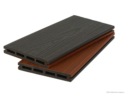 Террасная доска Polivan Group NUSADUA двухцветная Красное дерево-темно-серый