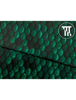 Бифлекс матовый принт Чешуя, цв. Темно-зеленый
