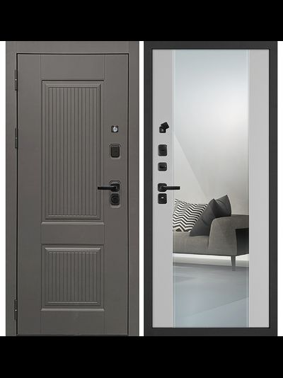 Входная дверь Линэя с зеркалом PR-71 светло-серый Агат