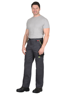 Брюки ХОВАРД т. серый с черным, лимонная отделка