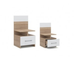 Спальня Алена -  Тумба прикроватная (2шт) Дуб сонома/Белый