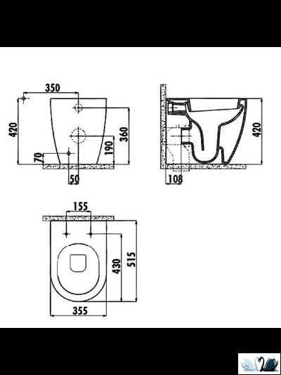 Чаша унитаза Creavit Free FE350.000 напольная приставная, с функцией биде. Скрытые крепления