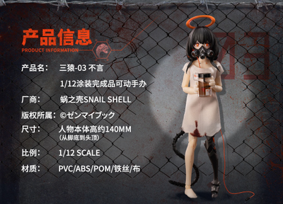 Девочка-киборг (с маской) - Коллекционная фигурка 1/12 SCALE three wise monkeys 03 speak no evil (06975212920412) - Snail Shell