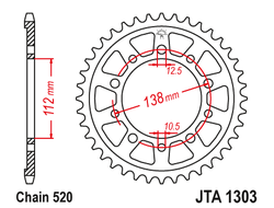 Звезда ведомая алюминиевая JT JTA1303.44 (JTA1303-44) (A1303-44) для Honda Road