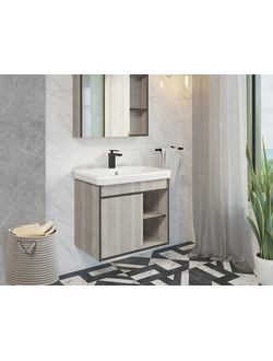 Тумба-умывальник "Вена-70" дуб дымчатый с раковиной Адриана 70