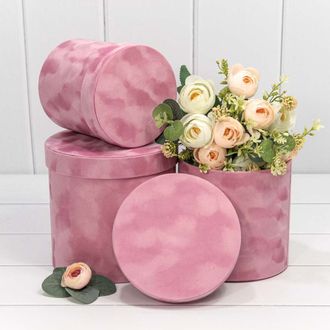 Набор коробок 3в1 "Цилиндр Бархат" 18*17см Розовый К001/31