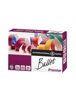 Бумага офисная BALLET PREMIER, А4, 80 г/м2, 500 л., марка А, ColorLok, International Paper, белизна 162%