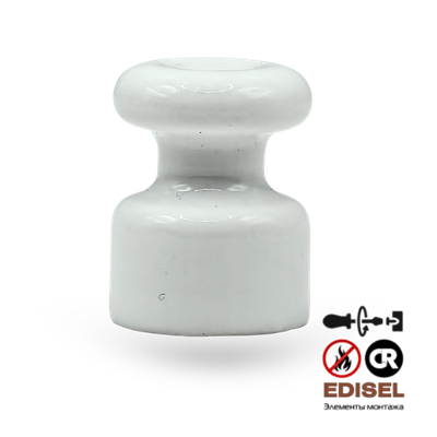Изолятор 18*23 для монтажа витого провода, керамика, белый