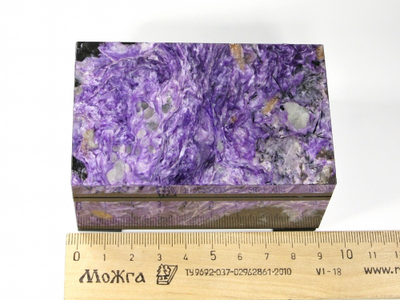 Шкатулка Чароит с крышкой на шарнирах, Россия, Якутия (91*57*43 мм, 322 г) №26660