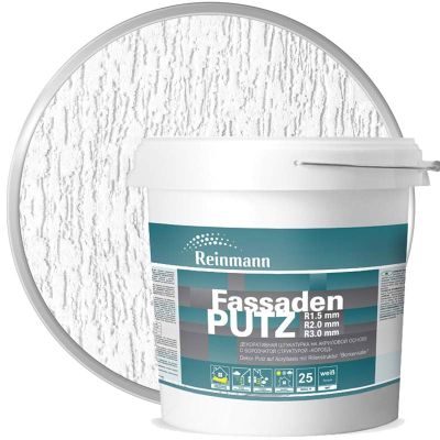 Штукатурка декоративная акриловая REINMANN FassadenPutz R20 Белая база Короед 2 мм 25 кг