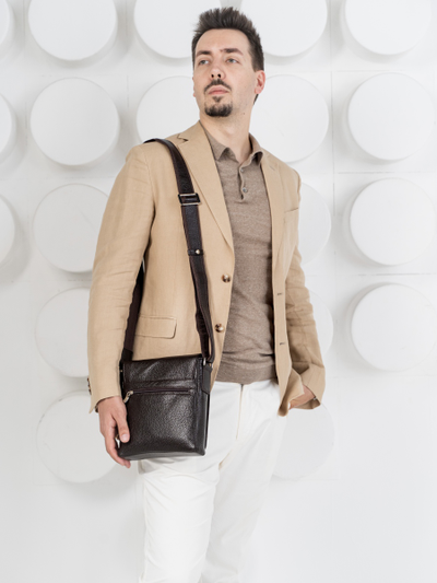 Кожаная мужская сумка Vallecorsa black (арт. 5044-01)