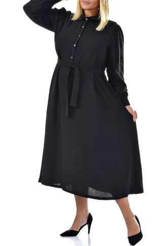 Стильное платье-рубашка арт. 117328-3126 (Цвет черный) Размеры 56-72