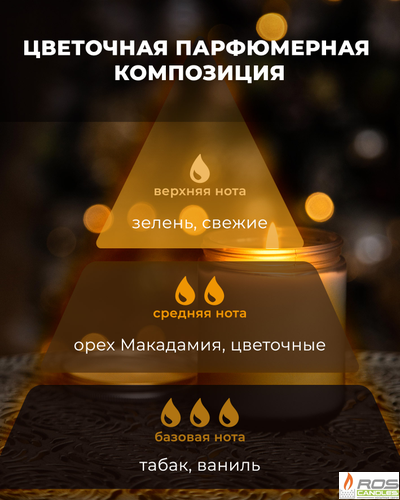 Соевая ароматическая свеча "Табак и макадамия"