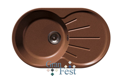 Мойка гранитная Granfest Rondo GF-R750L 750x460мм бежевая, с сифоном Ани