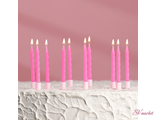 Свечи для торта &quot;Неон&quot;, 10 шт, розовые, 7 см