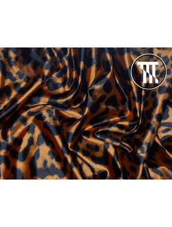 Сатин-вельвет принт Леопард с ворсинками, цв. Солнце пустыни