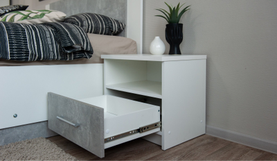 Спальня Аврора - Тумба прикроватная Белый/Ателье светлый