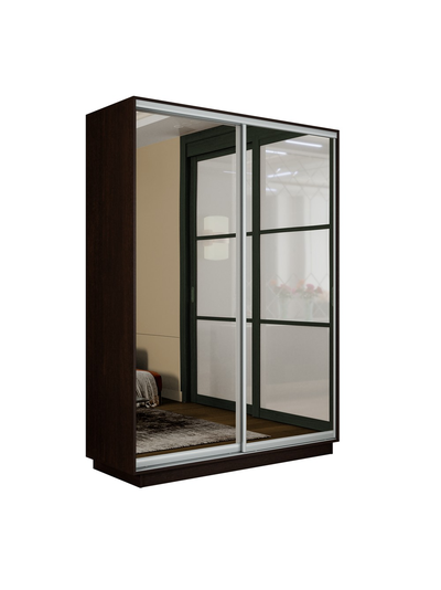 Экспресс шкаф-купе 2-х дверный (Зеркало) 1,6х2,4м Белый, Анкор светлый, Сонома, Ясень шимо светлый, Крафт табачный, Серый диамант, Бетон, Венге, Кашемир (модификация 5)