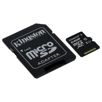 Карта памяти Kingston Canvas Select microSDXC UHS-I Cl10 + адаптер, SDCS/64GB