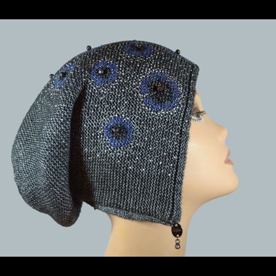 Шапка ушанка с украшениями стразами Vizio Италия 5342 антрацит