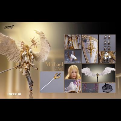 Архангел Михаэль в серебряном - Коллекционная фигурка 1/12 SCALE Dawn Wings Silver Armor Archangel (LXF2311B) - Lucifer