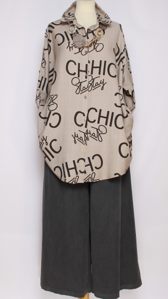 РУБАШКА "CHIC " бежевая, жёлтая,чёрная, графит до р.56