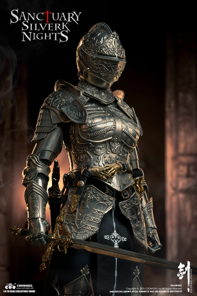 ПРЕДЗАКАЗ - Стражница святилища в серебряном - Коллекционная фигурка 1/6 SWORDS OF CHAOS - SILVER TEMPLE GUARDIAN (NICKEL SILVER EDITION) (SW003) - COOMODEL ?ЦЕНА: 41900 РУБ.?