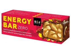 Батончик SOJ ENERGY BAR ZERO арахисовый молочном бельгийском шоколаде без сахара 45 гр (35 шт)