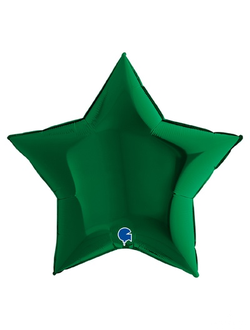 Звезда Темно-зеленый 36"/90 см с надписью и гирляндой